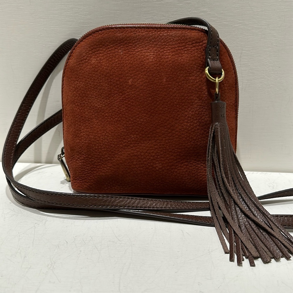 HOBO “Nash” Small Rust Colored Nubuck Dome Shaped Crossbody Bag